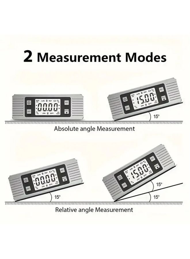 مستوى المنقلة المغناطيسية الرقمية مقياس الميل نطاق 90 درجة شاشة LCD مضاءة خلفياً قطعة واحدة - Image 4